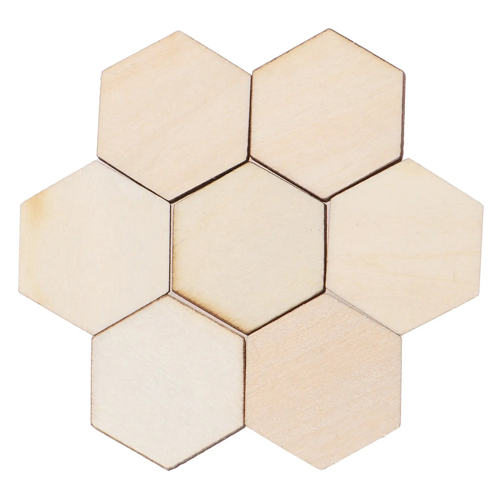 100Pcs Beech Wood Hexagon Craft Pieces for DIY Decor & Ornaments Wood Craft Shapes Richie's Default Title