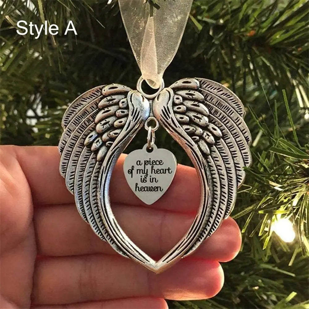 Angel Wings Christmas Ornament – Stainless Steel & Silk Keepsake Christmas Ornament Richie's A