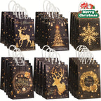 Black & Gold Christmas Gift Bags with Handles – 12/24 Pack Christmas Gift Bags Richie's