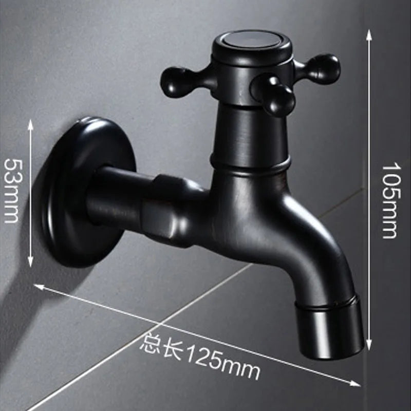 HOBHE Matte Black Brass Wall Mount Bibcock Faucet – Garden & Laundry Wall Mount Faucet Richie's