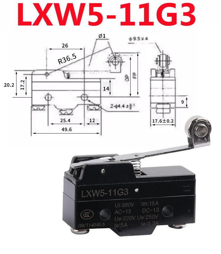 LXW5 Micro Limit Switch 10A AC 380V DC 220V Push Plunger SPDT Micro Limit Switch Richie's LXW5-11G3