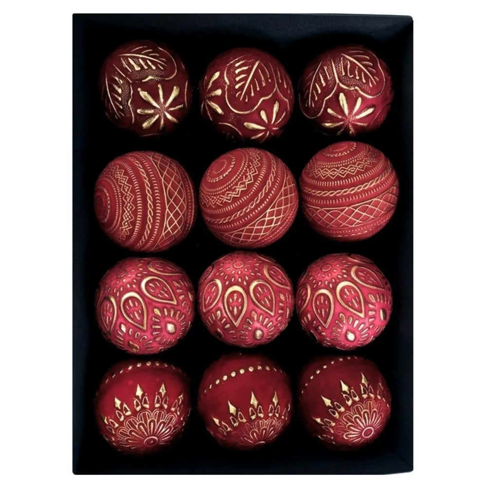 12 Antique-Style Christmas Ball Ornaments – Classic 8cm Baubles Christmas Tree Ornaments Richie's 2 8cm