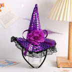 Halloween Witch Hat Headband – Lace Sequins Hair Hoop Halloween Costume Headband Richie's Purple