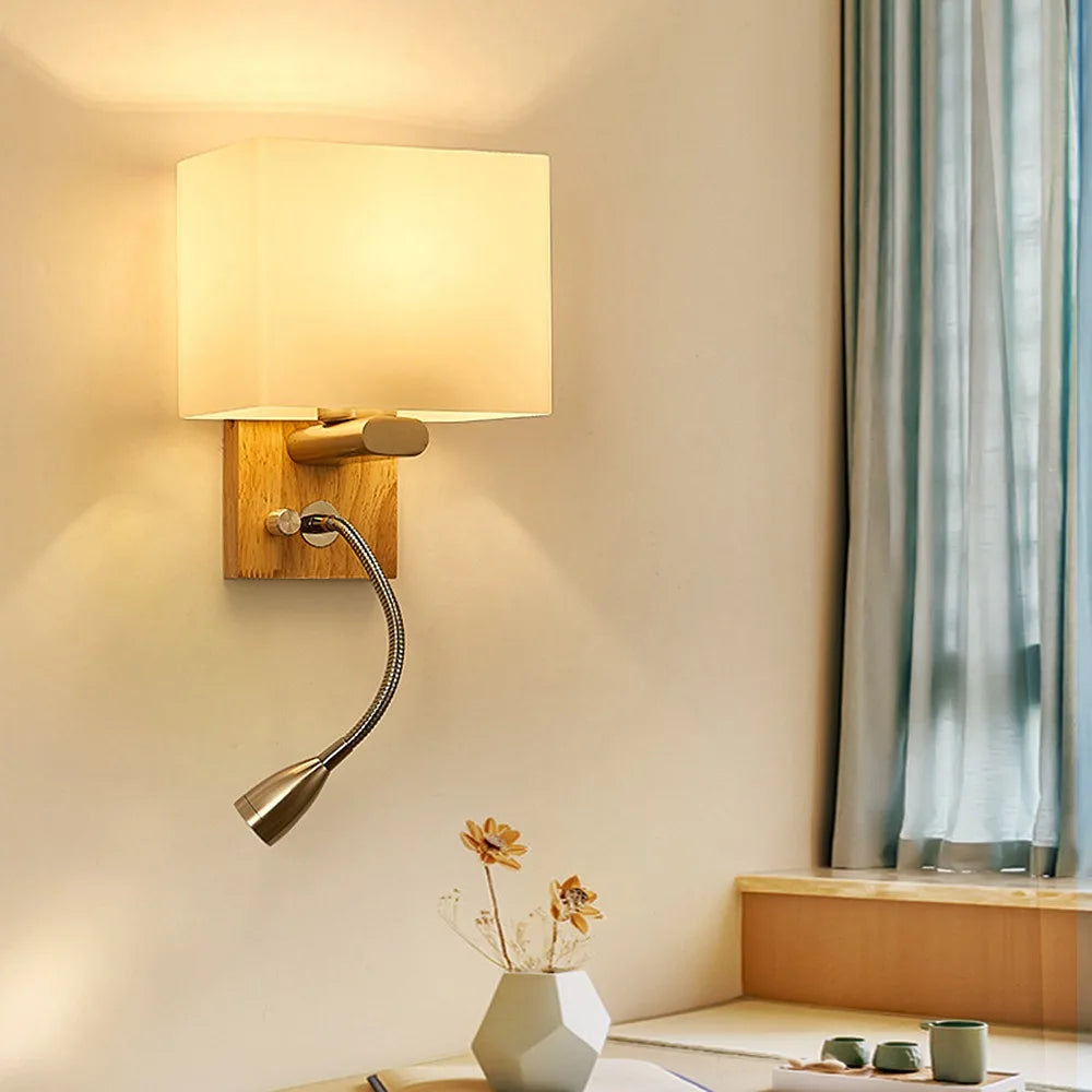 Swing Arm Wall Sconce E26/E27 Fabric Shade LED Lamp & Switch Wall Sconce Lamp Richie's