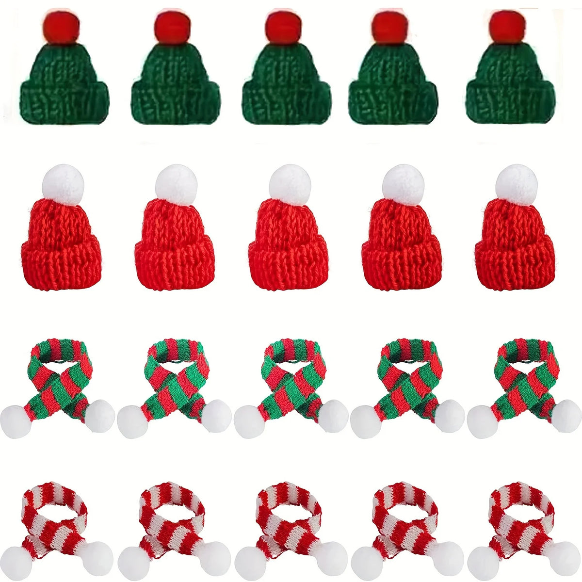 20PCS Mini Christmas Hats & Scarves Set – DIY Holiday Decorations Christmas Craft Accessories Richie's 20pcs Mixed