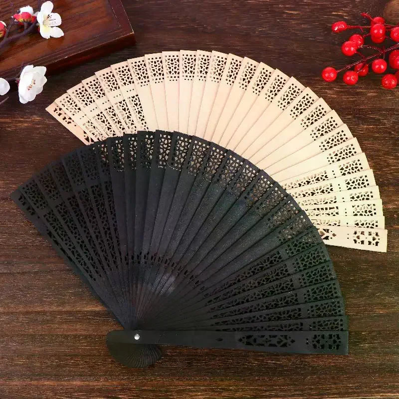 Chinese Hollow Carved Wooden Folding Fan – Wedding & Décor Prop Decorative Folding Fan Richie's