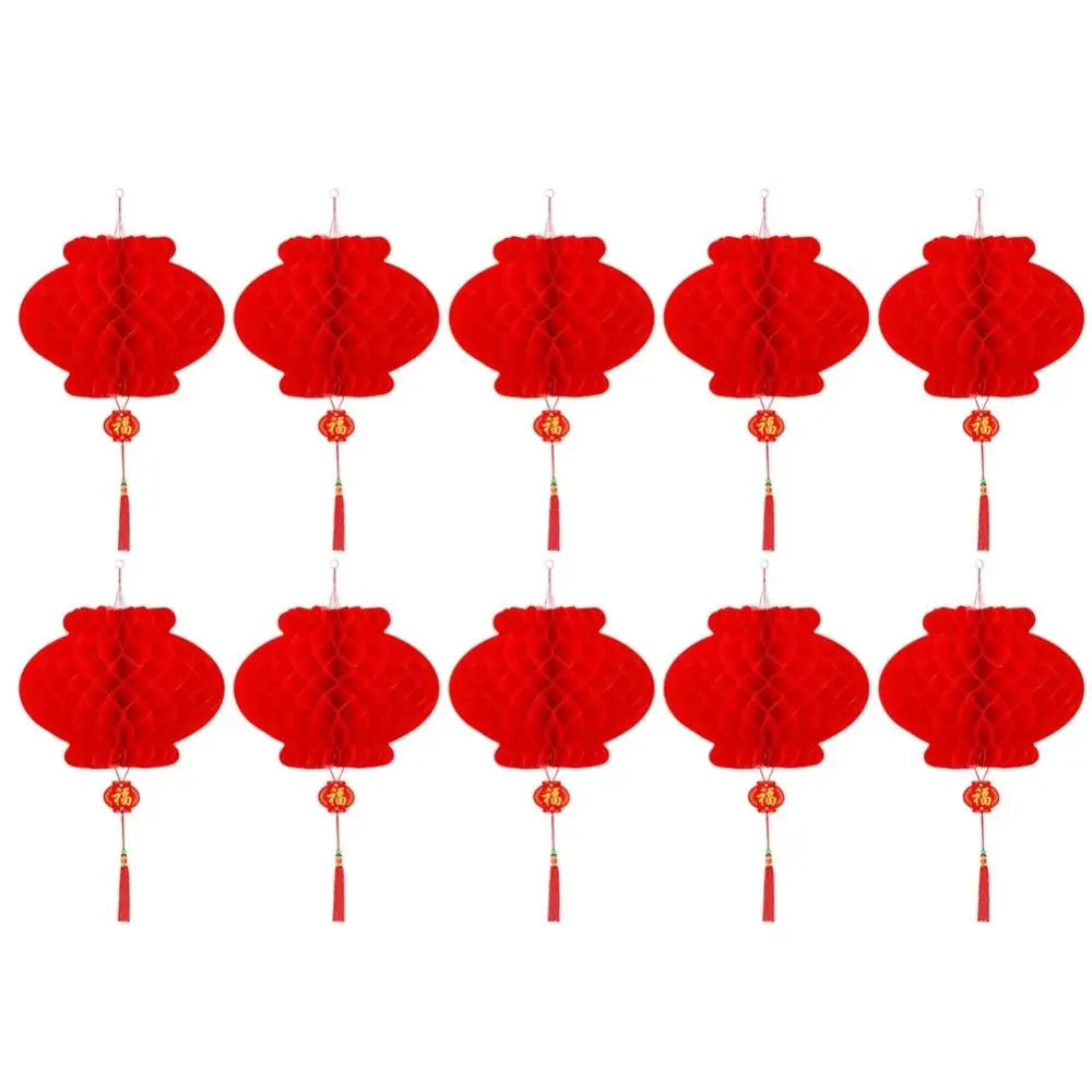 10Pcs Chinese Paper Honeycomb Lanterns – Spring Festival Decor Hanging Party Lanterns Richie's