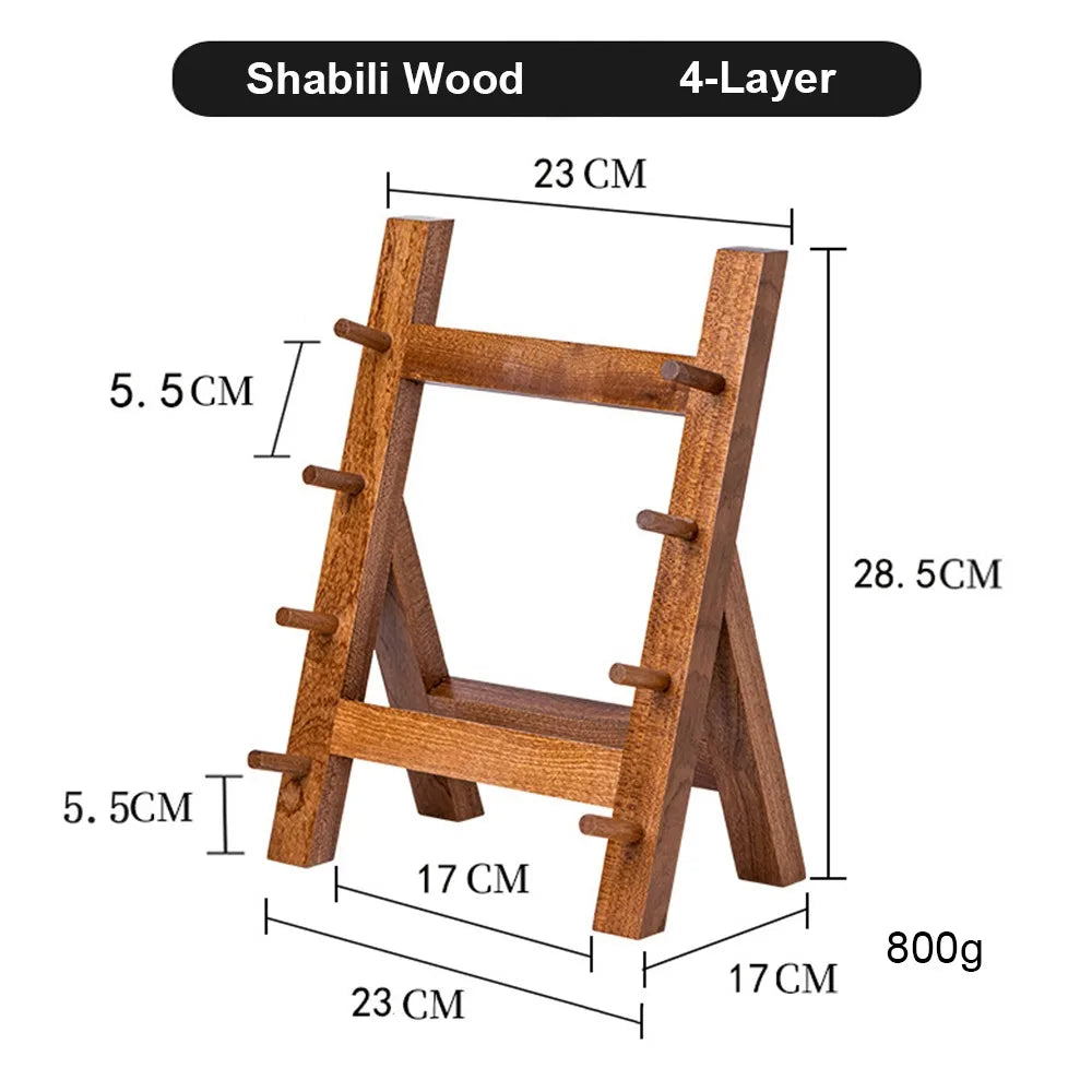 Multi-Layer Wood Katana Display Stand & Knife Rack – 4/5/6 Tier Wood Display Rack Richie's Shabili Wood 4-Layer