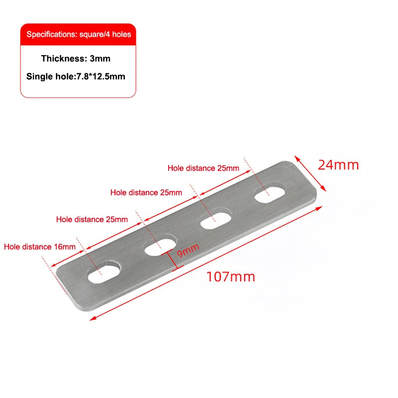 Stainless Steel Flat Corner Bracket Mending Plate – Furniture Brace Corner Bracket Plate Richie's Square 4holes