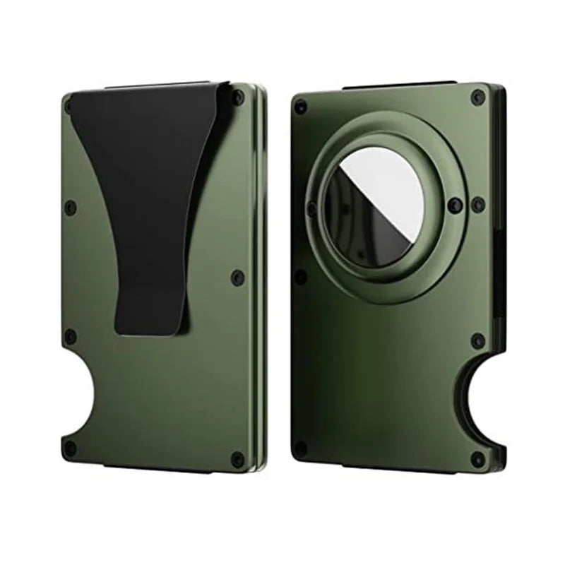 Zeeker Slim AirTag Wallet – RFID Blocking Metal Money Clip Metal Card Wallet Richie's Military green clip