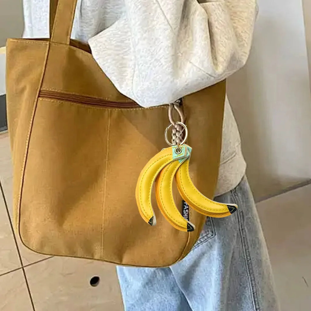 Cute Leather Banana Fruit Charm Keyring – Bag Accessory Gift Bag Charm Keyring Richie's