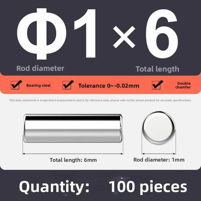 Veekaft 100pcs Bearing Steel Cylindrical Locating Pins M1 3–12mm Cylindrical Locating Pins Richie's M1x6 100pcs
