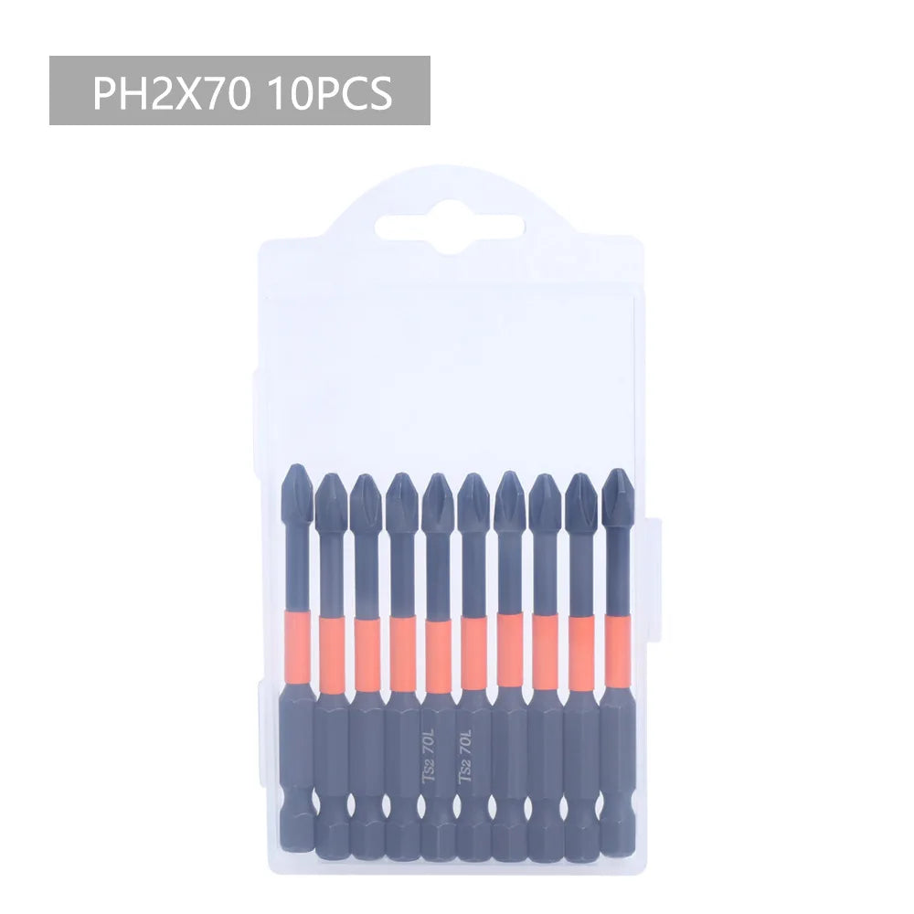 PH2 Magnetic Impact Phillips Screwdriver Bit Set – Hex Shank Screwdriver Bit Set Richie's 10Pcs 70mm