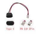 5Pcs USB Type-C Female to JST PH 2.0mm 2-Pin Wire Connectors Wire Cable Connector Richie's Black