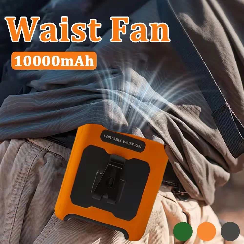 10000mAh Hands-Free Waist Fan with Power Bank & Flashlight Portable Waist Fan Richie's
