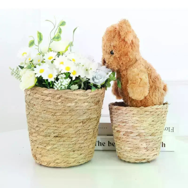 Handwoven Straw Flower Pot Basket – Eco Home Decor Planter Woven Planter Basket Richie's