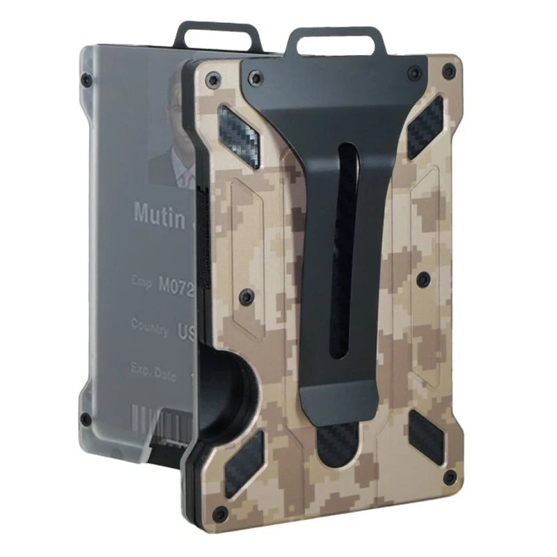 Aluminum Alloy RFID Blocking ID Badge Holder with Back Clip ID Badge Holder Richie's Desert Camo