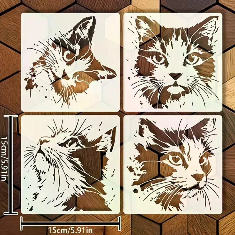 Reusable 4-Piece Cat Painting Stencils – Kids DIY Art Craft Art Stencil Set Richie's Default Title