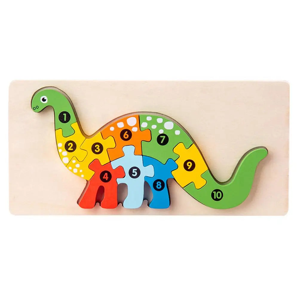 Wooden 3D Jigsaw Puzzle for Toddlers – Animals & Vehicles Wooden Kids Puzzle Richie's Apatosaurus