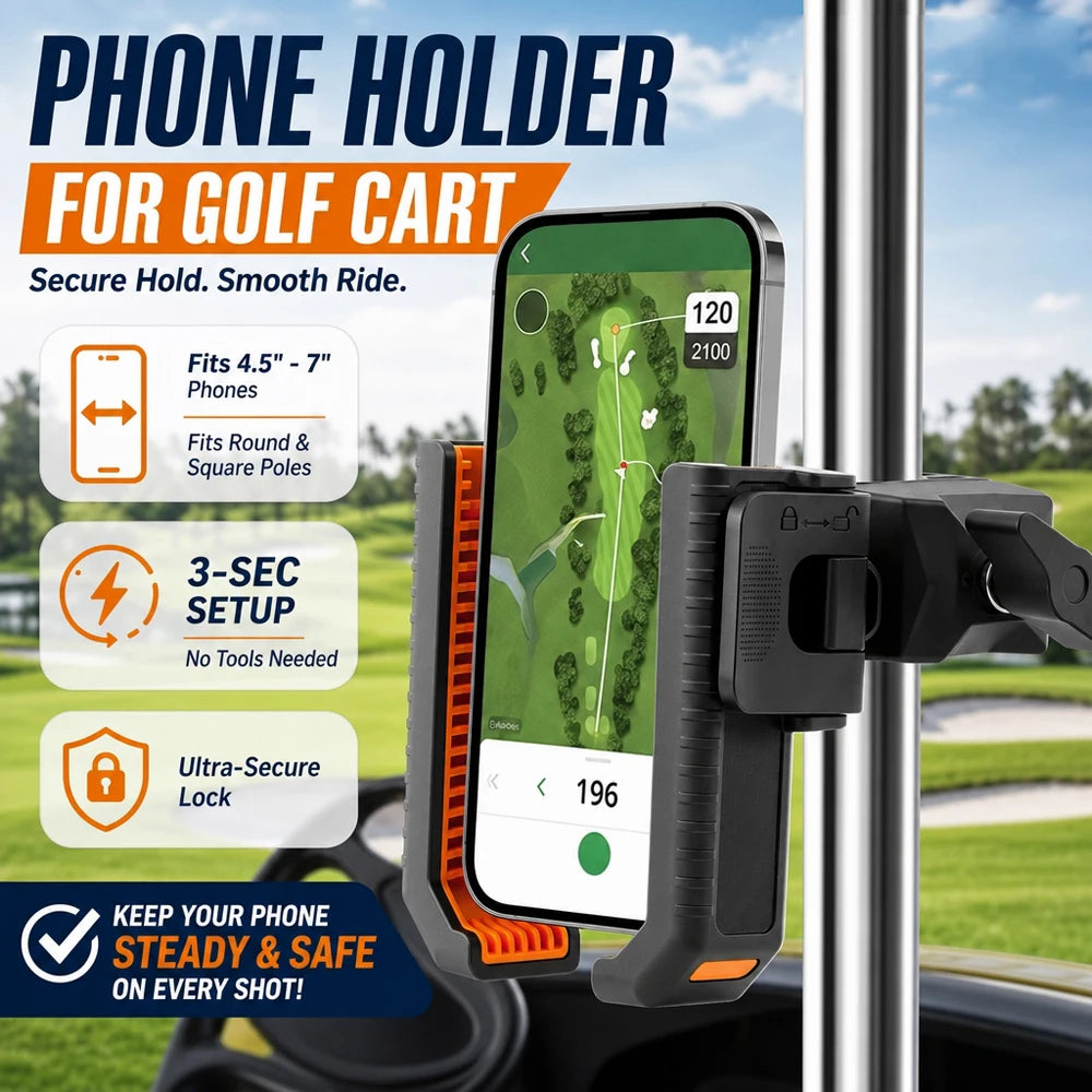 Golf Cart Phone Holder – Tool-Free Anti-Shake Universal Mount Phone Handlebar Mount Richie's