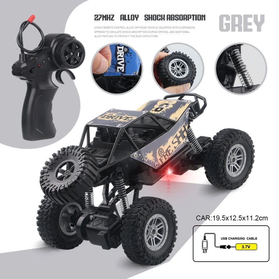 RC Alloy Off-Road Climbing Car 1:20 Scale Electric Toy for Kids RC Off-Road Car Richie's Bd015Rc Car-Grey