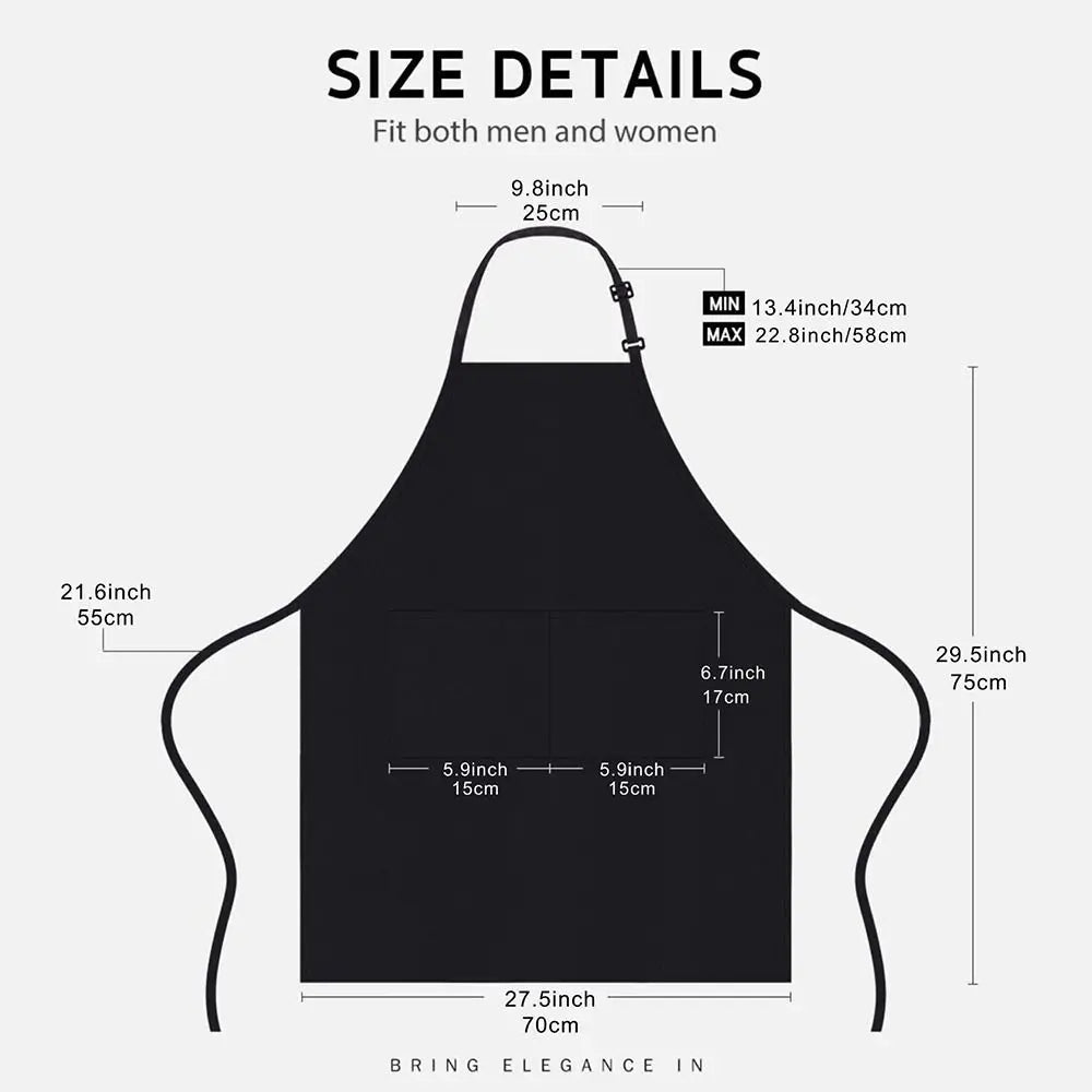 Waterproof Canvas Apron Large Pocket – Adjustable Unisex Black Work Apron Richie's