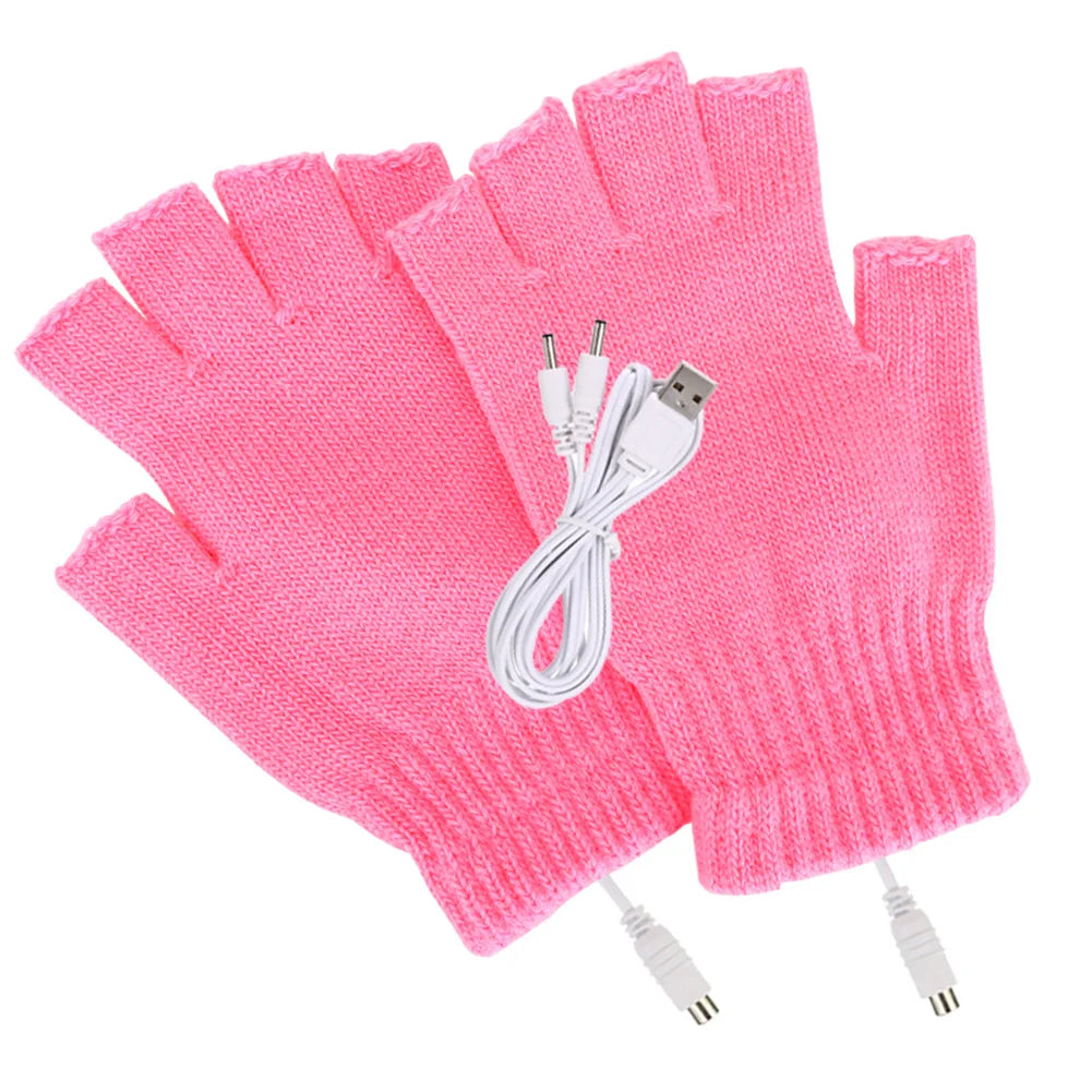 USB Heated Fingerless Gloves 5V Winter Warm Unisex Heated Winter Gloves Richie's