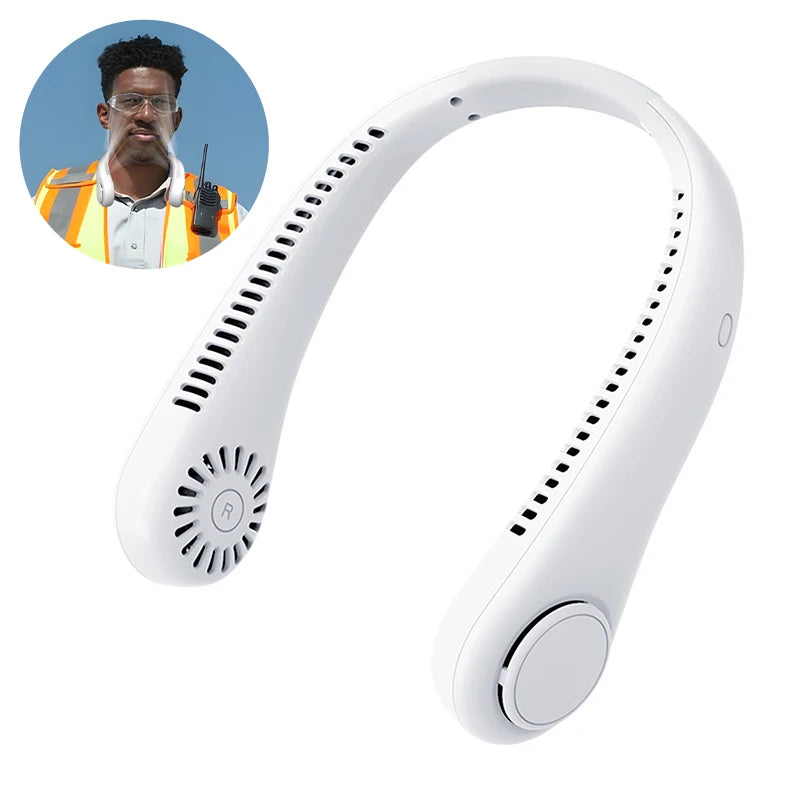 Portable Neck Fan 3-Speed Hands-Free 4000mAh Rechargeable Wearable Neck Fan Richie's White