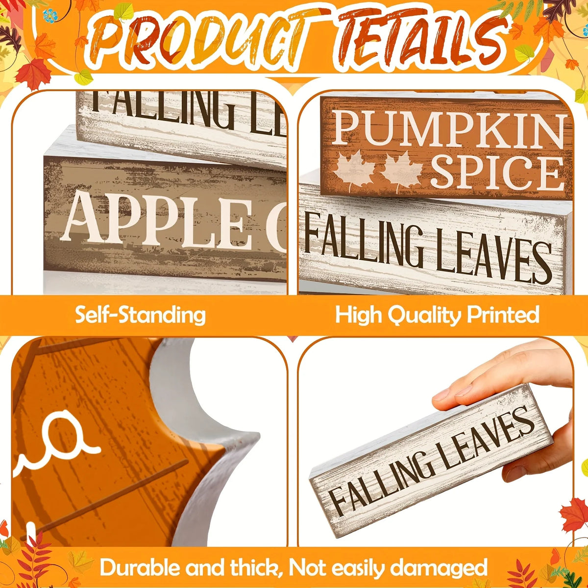 4pcs Fall Tiered Tray Decor Set – Rustic Maple Leaf Wood Signs Seasonal Tray Decor Richie's