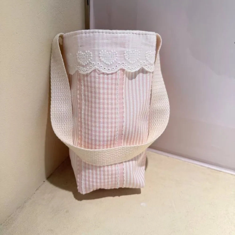 Lace Floral Water Bottle Cloth Bag – Portable Sleeve Carrier Bottle Sleeve Bag Richie's Pink