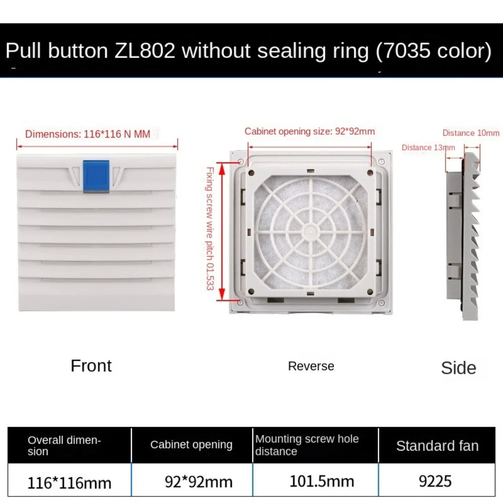 ABS Cabinet Ventilation Filter Fan Grille Louver Shutter – 4 Sizes Cabinet Ventilation Filter Richie's 116X116mm A