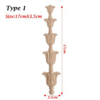 Unpainted Wood Carved Rose Flower Applique Furniture Ornament Wood Carved Applique Richie's type 1-17cmX3.5cm-