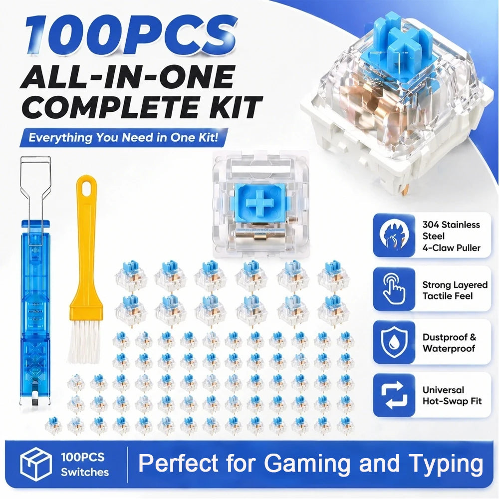 100Pcs Blue Clicky Mechanical Keyboard Switches – Tactile, LED Keyboard Switches Richie's