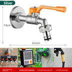 Outdoor Brass Antifreeze Faucet Dual Outlet Wall Mount Garden Tap Garden Faucet Richie's Silver single out