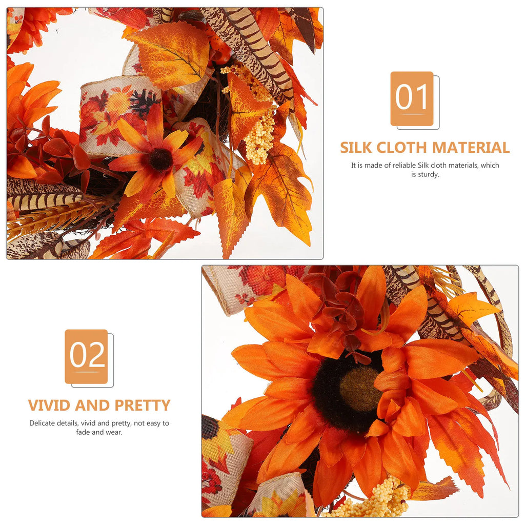 Artificial Fall Wreath Pumpkin Maple Leaves Thanksgiving Door Decor Fall Door Wreath Richie's