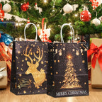 Black & Gold Christmas Gift Bags with Handles – 12/24 Pack Christmas Gift Bags Richie's