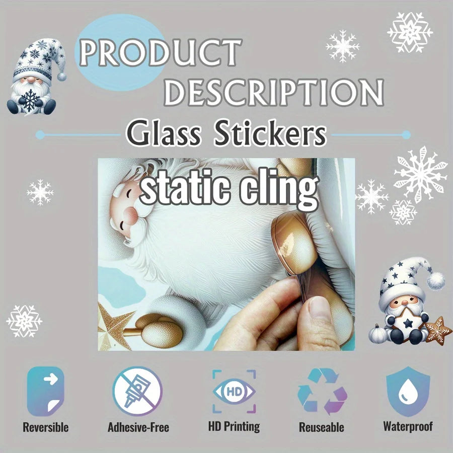 Santa Claus Static Cling Window Sticker – Reusable Xmas Decor Window Cling Decoration Richie's