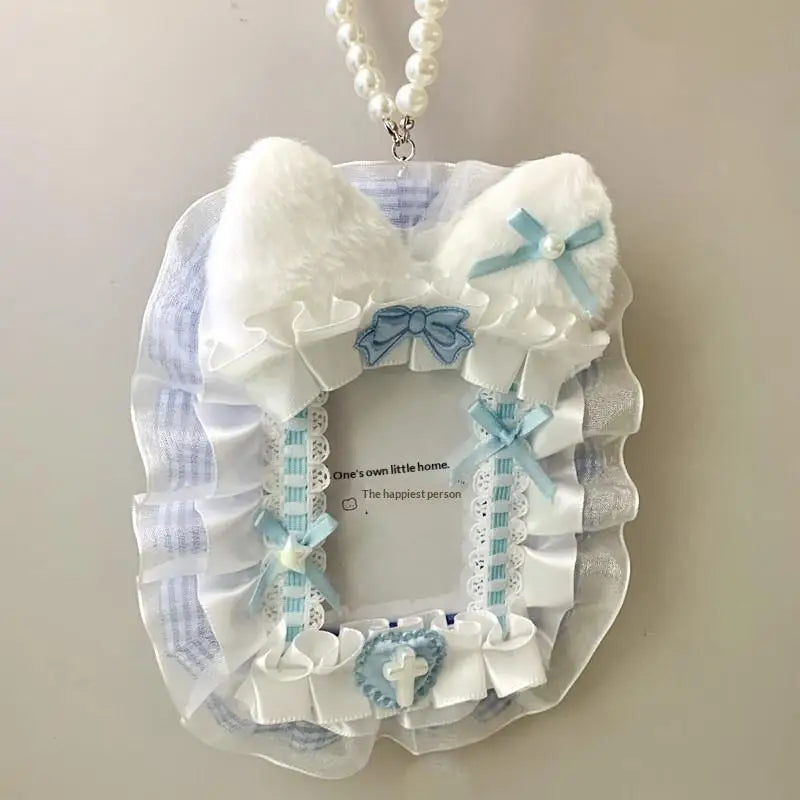 Sweet Plush Lace Photocard Holder with Bowknot Pendant Photocard Holder Richie's A6