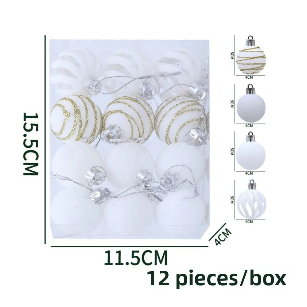 12pcs Foam Christmas Ball Ornaments 6cm Xmas Tree Pendants Christmas Tree Ornaments Richie's White