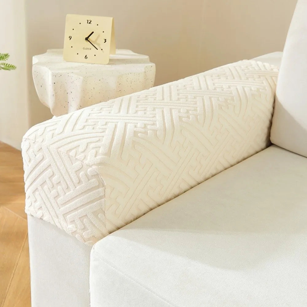 Stretch Sofa Armrest Cover Jacquard Anti-Slip Couch Arm Protector Sofa Armrest Cover Richie's Beige