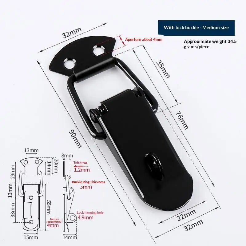 Glossy Black Toggle Latch – Quick Release Iron Fastener Clip Toggle Latch Fastener Richie's M With latch