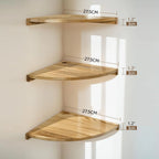 Natural Wood Floating Corner Triangle Shelf – Bathroom & Living Floating Corner Shelf Richie's wood3pcs