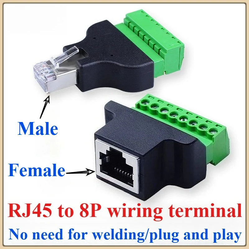 RJ45 to 8-Pin Screw Terminal Block Connector for CCTV DVR Network Terminal Adapter Richie's