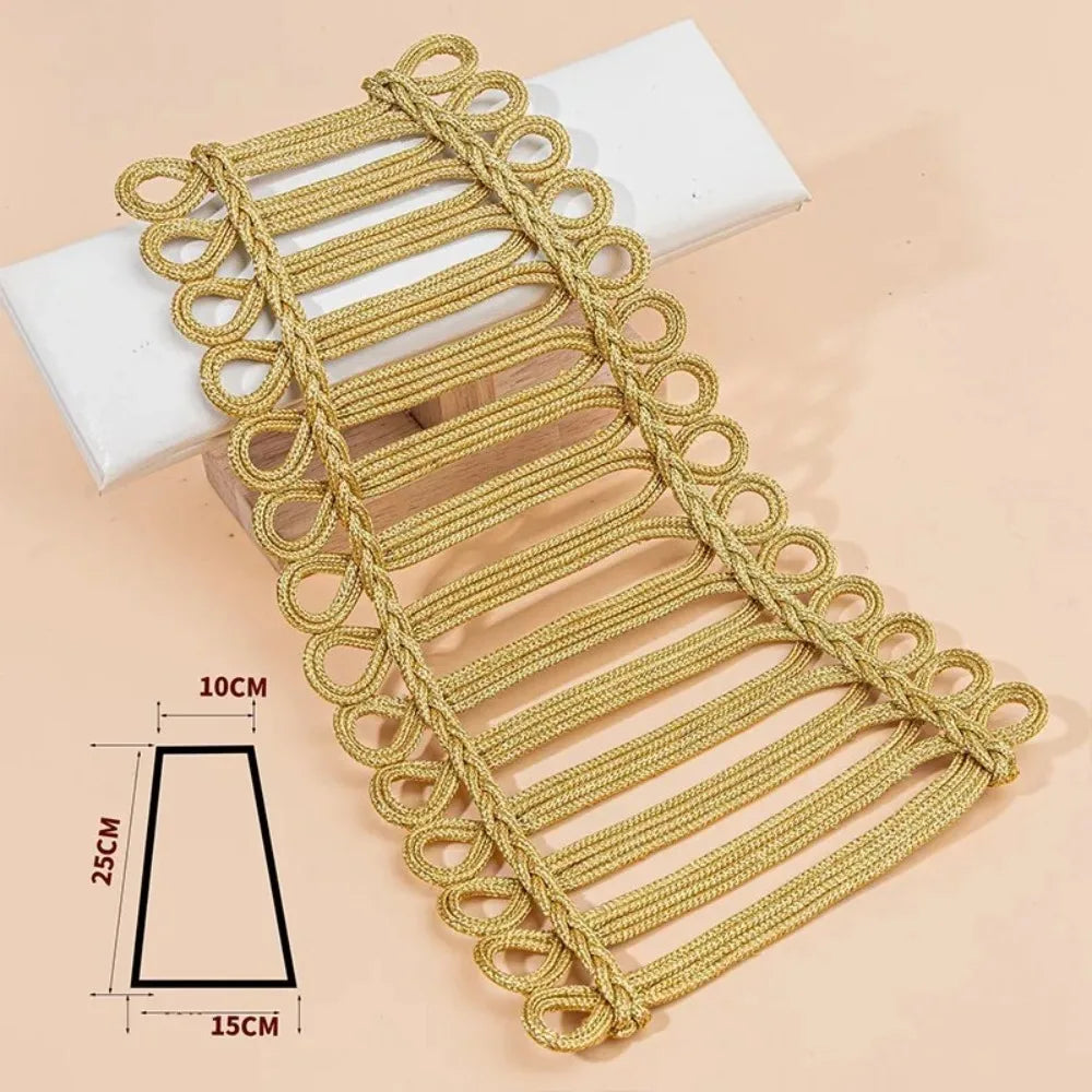 Handmade Gold Cord Baroque Applique Patch – Large Uniform Style Clothing Applique Patch Richie's C Gold L