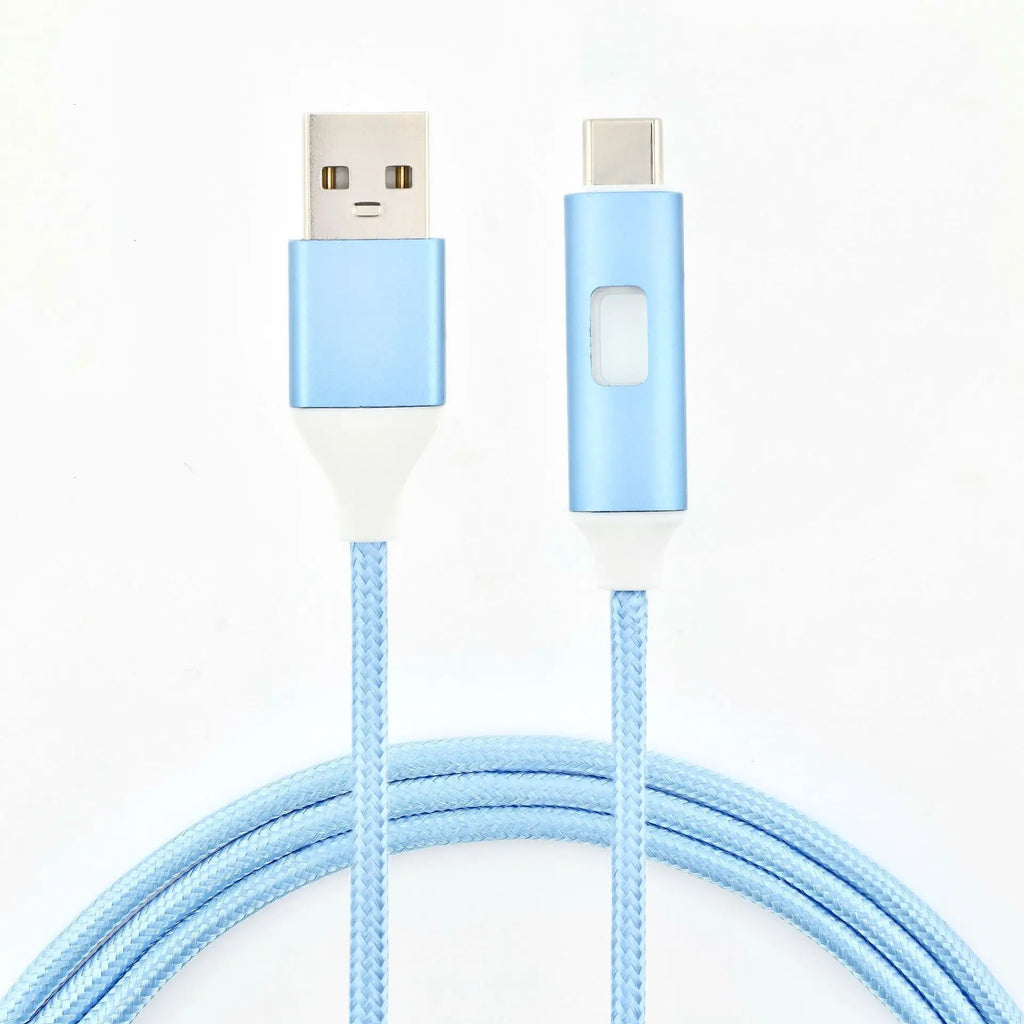 120W LED Glowing USB-A to Type-C Fast Charging Cable 1M USB Charging Cable Richie's Blue 1m