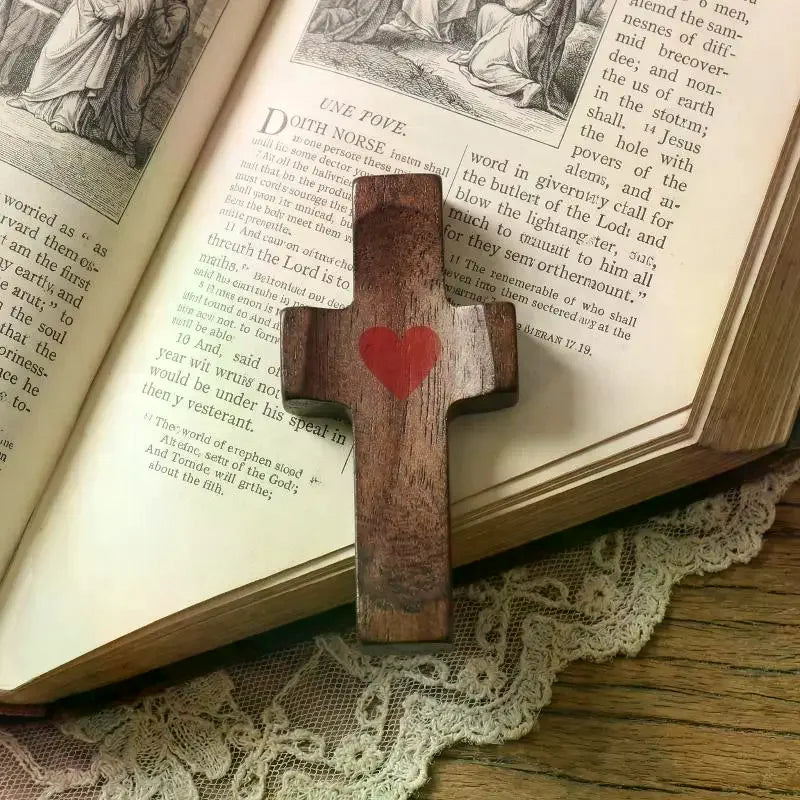 Black Walnut Wooden Pocket Prayer Cross – Handheld Faith Gift Wooden Prayer Cross Richie's