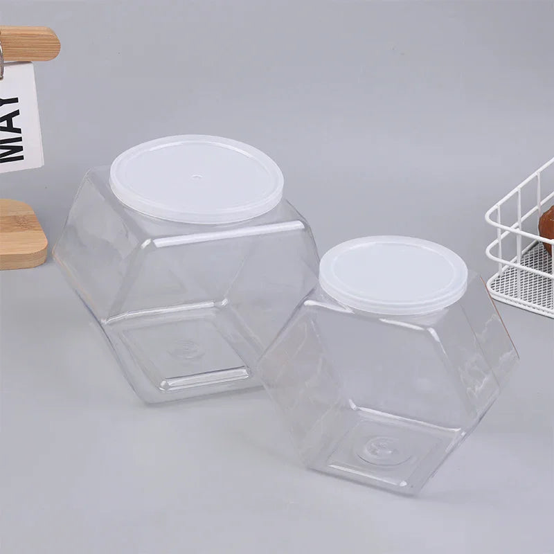 Hexagonal Candy Cookie Jar Airtight PET Storage Container Food Storage Jar Richie's