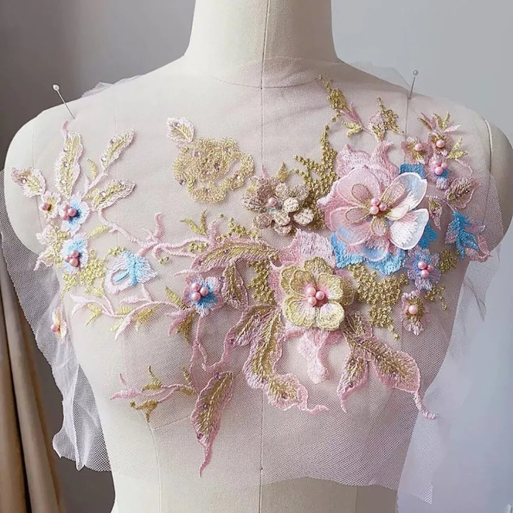 Sequin Embroidery Floral Patch – DIY Appliqué for Costumes Embroidery Appliqué Patch Richie's Pink-Blue