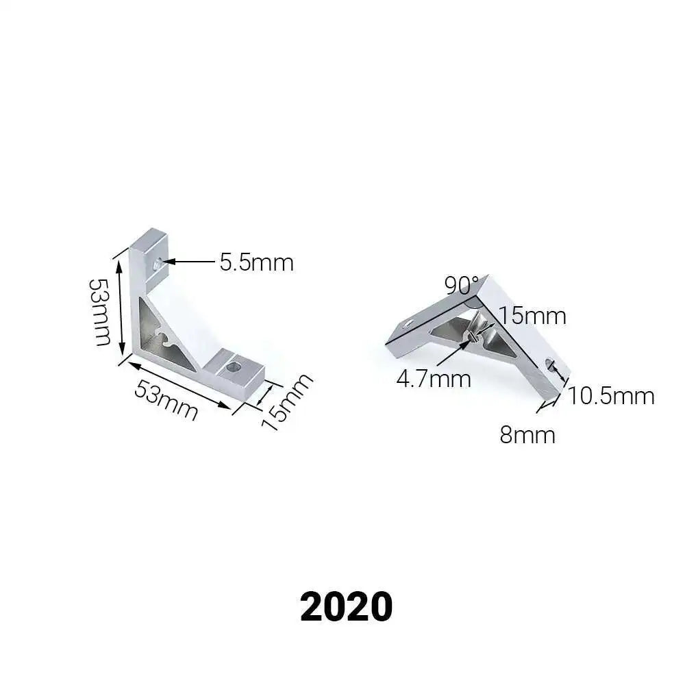 2Pcs 90° Corner Bracket for 2020–8080 Aluminum Extrusion Corner Angle Bracket Richie's 2020-2 Holes