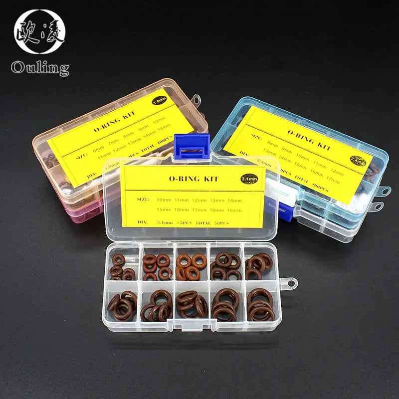FKM O-Ring Kit 100pcs Fluorine Rubber Gasket Seal Assortment O-Ring Seal Kit Richie's